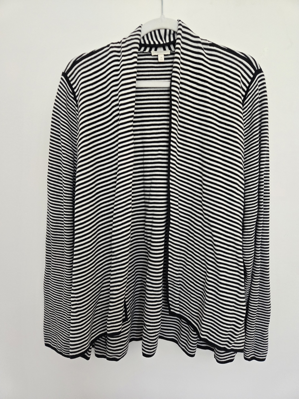 Talbots Striped Open-Front Women's Cardigan - Black & White Normcore Classic 2X